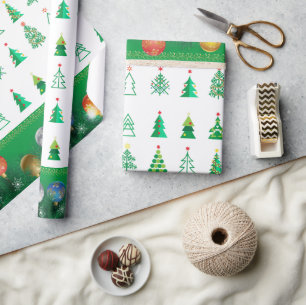 Papier Cadeau Décoration des cadeaux de vacances d'hiver sapin d