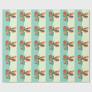 Papier Cadeau Décoration papillon colorée avec des éléments flor
