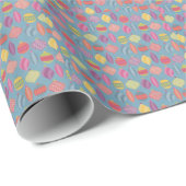Papier Cadeau Décorations d'arbres de Noël bleu (Coin rond)