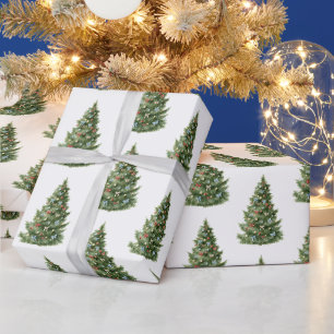 Papier Cadeau Décorations d'arbres de Noël décorés