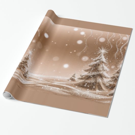 Papier Cadeau Décorations de Noël avec neige (Déroulé)