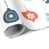 Papier Cadeau Décorations de Noël bleu blanc bleu marine (Coin rond)