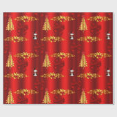 Papier Cadeau Décorations de Noël en rouge (Plat)