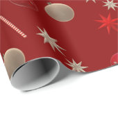 Papier Cadeau Décorations de Noël en rouge (Coin rond)