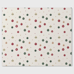 Papier Cadeau Décorations de Noël et étoiles sur crème