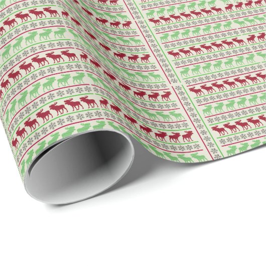 PAPIER CADEAU DÉCORATIONS DE NOËL RENNE (Coin rond)