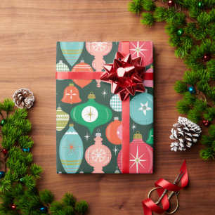 Papier Cadeau Décorations de Noël Rétro Vertes