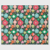 Papier Cadeau Décorations de Noël Rétro Vertes (Plat)