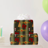 Papier Cadeau Décorations de Noël rouge et or