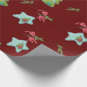 Papier Cadeau Décorations de Noël rouge profond (Coin)