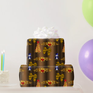 Papier Cadeau Décorations de Noël sur bronze