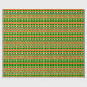 PAPIER CADEAU DÉCORATIONS DE NOËL VERT BLANC ROUGE (Plat)