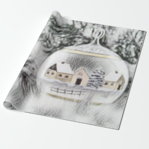 Papier Cadeau Décorations de Noël Vintage Ornements Aquarelle