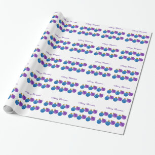 Papier Cadeau Décorations de Noël violettes et bleues