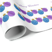Papier Cadeau Décorations de Noël violettes et bleues (Coin rond)