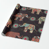 Papier Cadeau Decorative Elephant Pattern Wrapping Paper (Déroulé)