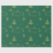 Papier Cadeau Decorative Gold and Green Christmas (Plat)