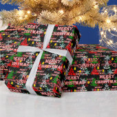 Papier Cadeau Decorative Merry Christmas Text Pattern Design 