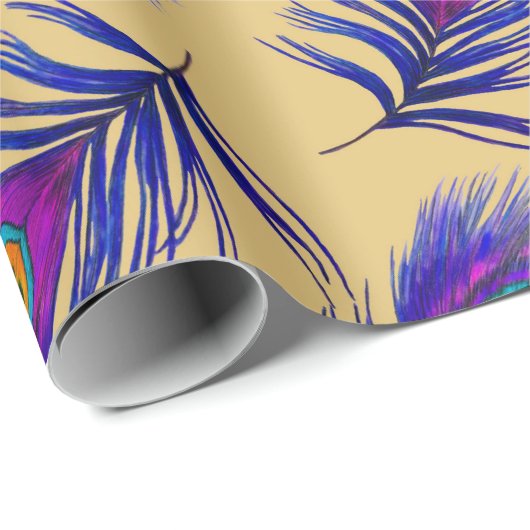 Papier Cadeau Decorative seamless pattern with beautiful peacock (Coin rond)