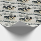 Papier Cadeau Décorez les cadeaux avec Corgies en hiver (Coin)