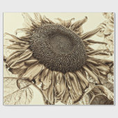 Papier Cadeau Découpage à l'ancienne de Sunflower Sepia Tone Vin (Plat)