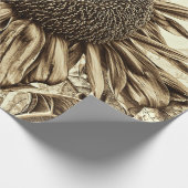 Papier Cadeau Découpage à l'ancienne de Sunflower Sepia Tone Vin (Coin)