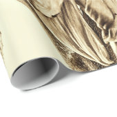 Papier Cadeau Découpage à l'ancienne de Sunflower Sepia Tone Vin (Coin rond)