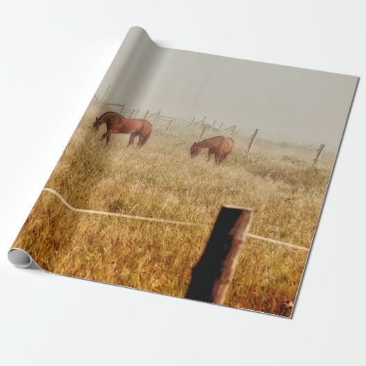 Papier Cadeau Découpage Brown rustique pour les chevaux (Déroulé)