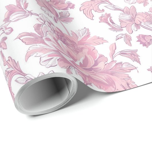 Papier Cadeau Découpage de chinoiserie rose clair (Coin rond)
