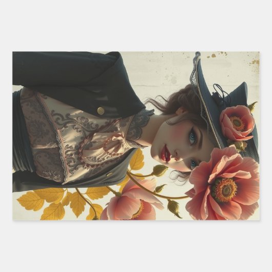 Papier Cadeau Découpage de feuille plat Le Femme Wrapper Paper (Devant)