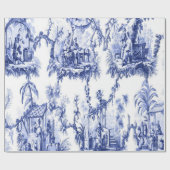 Papier Cadeau Découpage de la Chinoiserie bleue et blanche (Plat)
