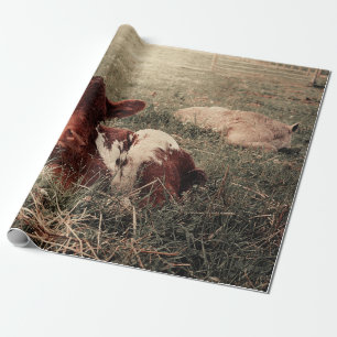 Papier Cadeau Découpage de la vache rustique de la ferme rustiq