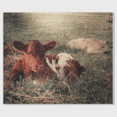 Papier Cadeau Découpage de la vache rustique de la ferme rustiqu (Plat)