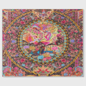 Papier Cadeau Découpage de paon rose bleu or Perse floral (Plat)