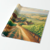 Papier Cadeau Découpage de peinture à l'huile de vignoble frança (Déroulé)