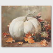 Papier Cadeau Découpage de peinture Citrouille blanc rustique (Plat)