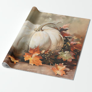 Papier Cadeau Découpage de peinture Citrouille blanc rustique