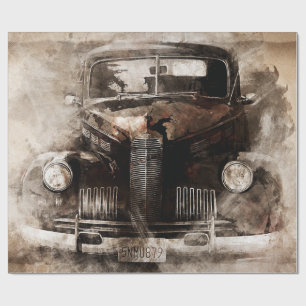 Papier Cadeau Découpage de voiture rustique vieille vintage