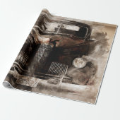 Papier Cadeau Découpage de voiture rustique vieille vintage (Déroulé)