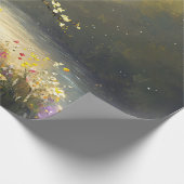 Papier Cadeau Découpage des Fleurs sauvages de la Chouette blanc (Coin)