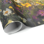 Papier Cadeau Découpage des Fleurs sauvages de la Chouette blanc (Coin rond)