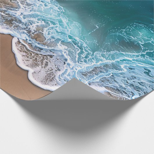 Papier Cadeau Découpage des vagues de rivage de plage (Coin)