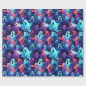 Papier Cadeau Découpage d'Halloween rouge déplaisant Fantôme (Plat)