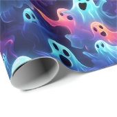 Papier Cadeau Découpage d'Halloween rouge déplaisant Fantôme (Coin rond)