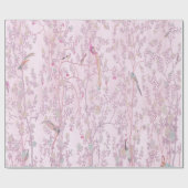 Papier Cadeau Découpage d'oiseaux de la Chinoiserie rose (Plat)