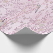 Papier Cadeau Découpage d'oiseaux de la Chinoiserie rose (Coin)