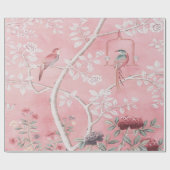 Papier Cadeau Découpage d'oiseaux de la Chinoiserie rose (Plat)