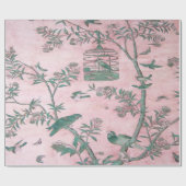 Papier Cadeau Découpage d'oiseaux de la Chinoiserie rose (Plat)