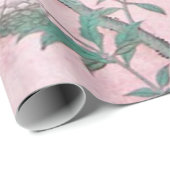 Papier Cadeau Découpage d'oiseaux de la Chinoiserie rose (Coin rond)