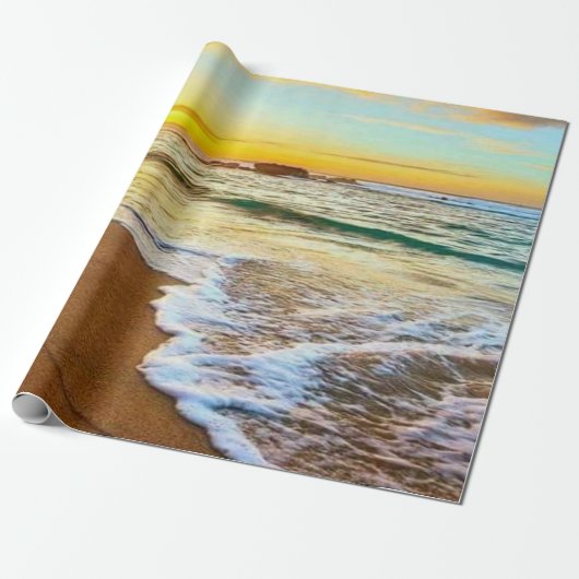 Papier Cadeau Découpage du coucher de soleil sur la plage (Déroulé)